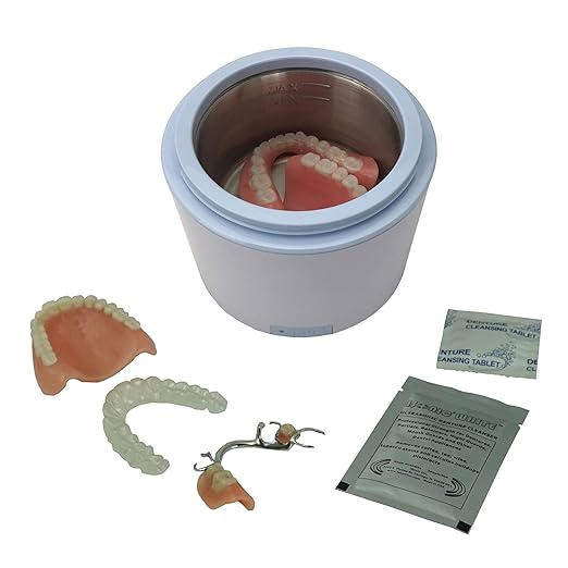 iSonic DS180 Portable Denture/Aligner/Retainer Cleaner for All Dental and Sleep apnea appliances, DC12V, AC100-240V Worldwide (DS180 Cleaner with Battery)