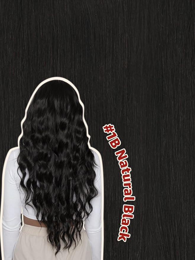 Clip in Hair Extensions Real Human Hair, 14 Inch 100g, #1B Natural Black,Remy Human 6Pcs With 18 Clips Hair Extensions Clip ins for Women, Natural Human Hair(#1B,14'')