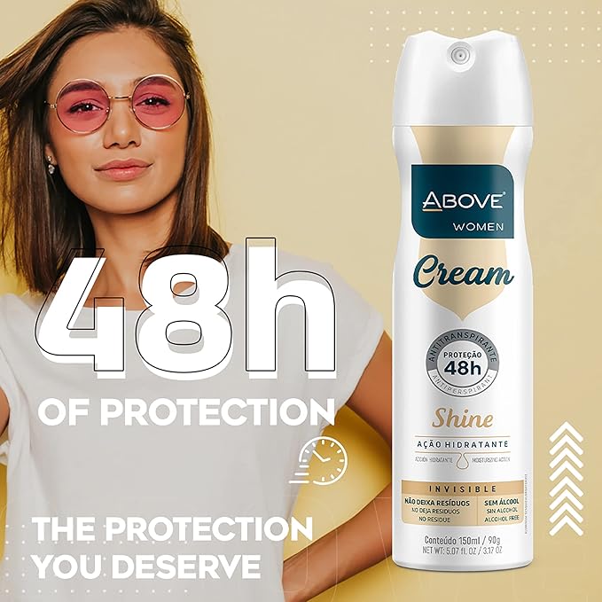 ABOVE 48 Hours Antiperspirant Deodorant Set, Cream Shine, 4 Pcs- Spray Deodorant for Women - Patchouli, Oak Musk, and Citrus Notes - Stain-Free