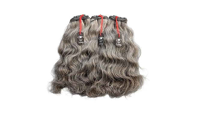 Salt & Pepper/Natural Gray-100% Natural Indian Virgin Raw Hair Extensions.Natural color unprocessed and not treated with any kind of chemicals (12" Wavy Salt and Pepper)