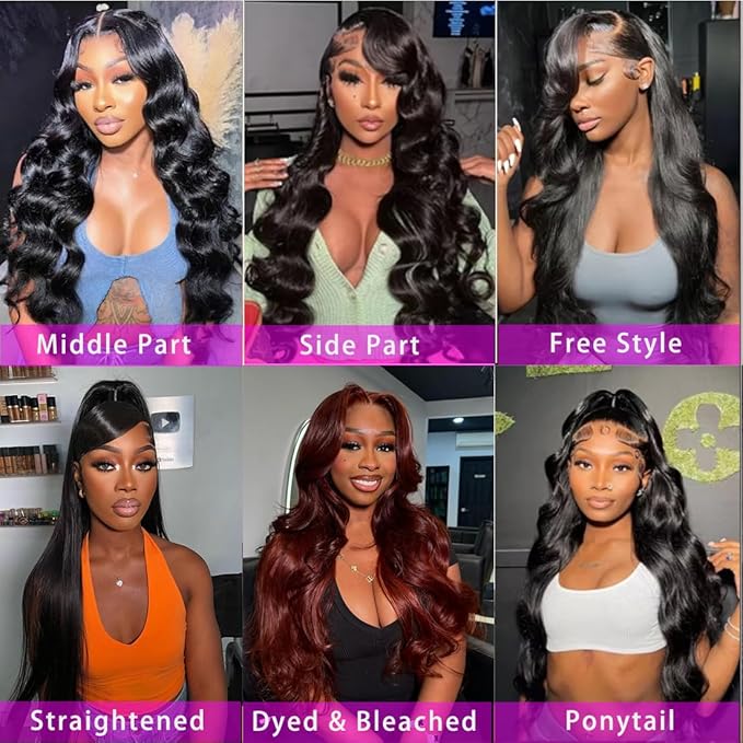 Body Wave Human Hair Wig 200 Density Hd Lace Front Wigs Human Hair Pre Plucked Bleached Tiny Knots Wigs For Women 13x6 Lace Frontal Wigs Human Hair 12A Soft Natural Black Wig 26inch
