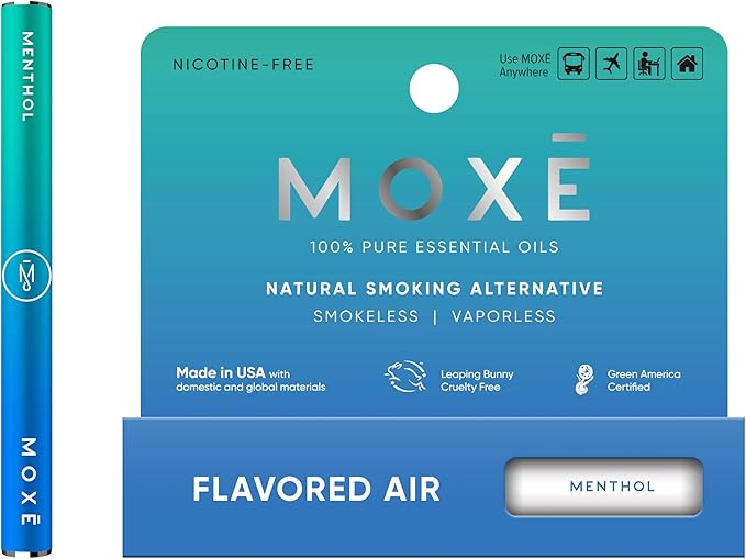 MOXE Natural Menthol Air Inhaler | Non Electric Long-Lasting Flavored Air Refreshing Support | Oral Fixation Menthol Essential Oils, Craving Relief