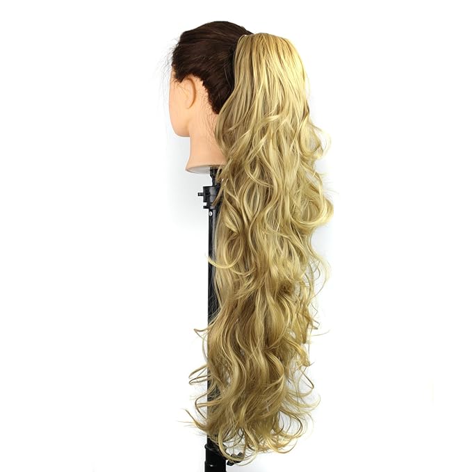 S-ssoy 31"(78cm) Women's Curly Pony Tail Hair Piece Synthetic Claw Clip Ponytail Wavy Long Curled in Hair Extension Extensions Long/Voluminous Wig Hairpieces for Women Girls Lady,22#