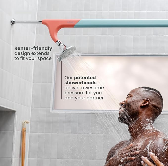 BOONA - The Original Tandem Shower | As Seen On Shark Tank | Double Shower Head for Couples, High Pressure Dual Shower Heads (One Showerhead, Retro Miami)