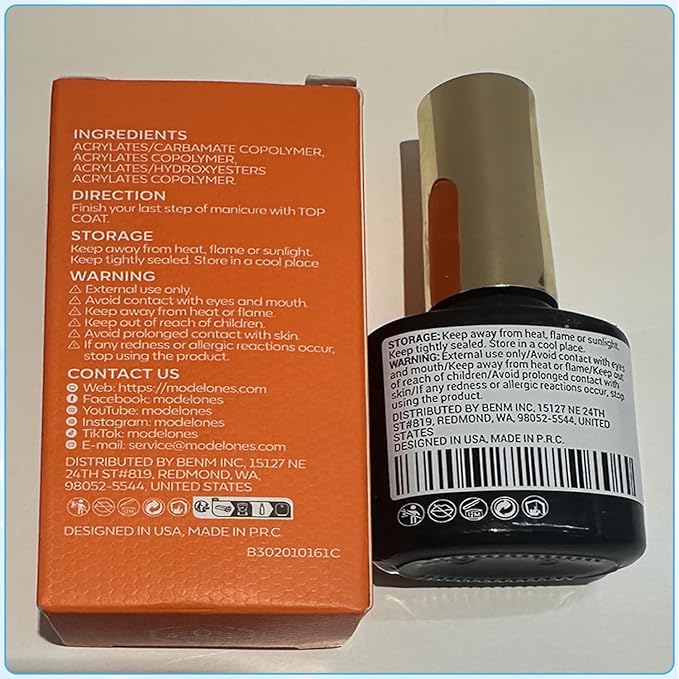 modelones Gel Top Coat, 15ml No Wipe Gel Nail Polish High Gloss Top Coat Shiny Long Lasting Clear Top for Acrylic Nails, Need U V/LED Lamp for Home DIY Gift Winter Christmas Manicure Salon