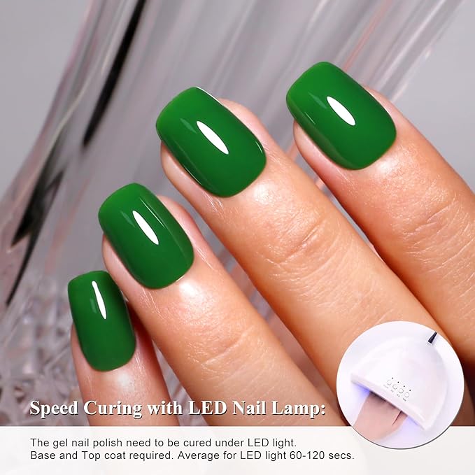 Imtiti Green Gel Nail Polish - 1Pc UV LED Soak Off Gel, Long Lasting Dark Emerald Green Nail Polish, DIY Nail Art at Home (10ml / 0.34 fl oz-1908)