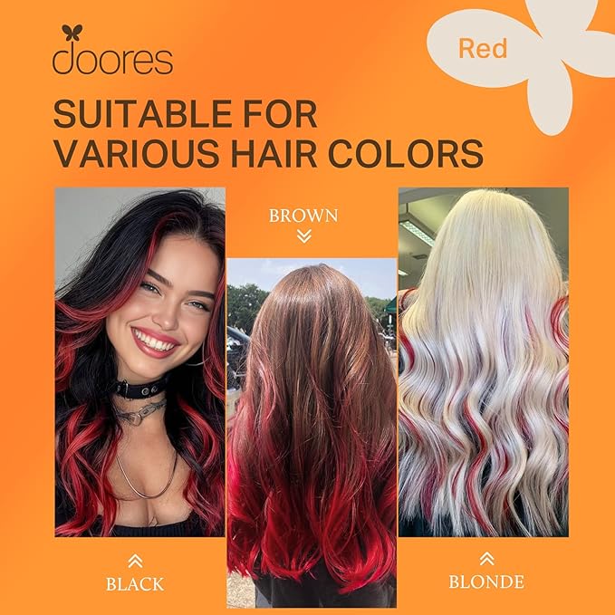 Doores I Tip Hair Extensions Human Hair, Red 16 Inch 25g, Hair Extensions Human Hair, Red Extensions