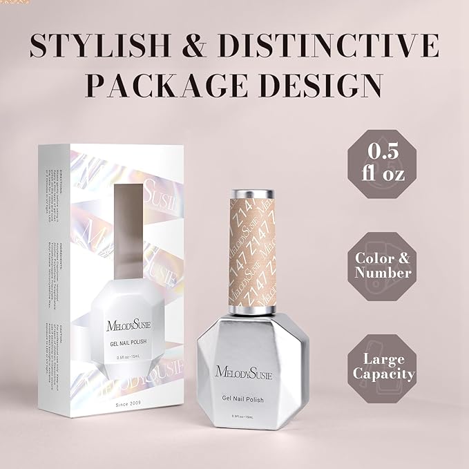 MelodySusie Pearlescent Champagne Gel Nail Polish,0.5fl oz Nails Soak Off UV LED Champagne Shimmer Glitter Gel Polish Nail Art Manicure Salon DIY Nail Design Decoration at Home Gift for Women-z147
