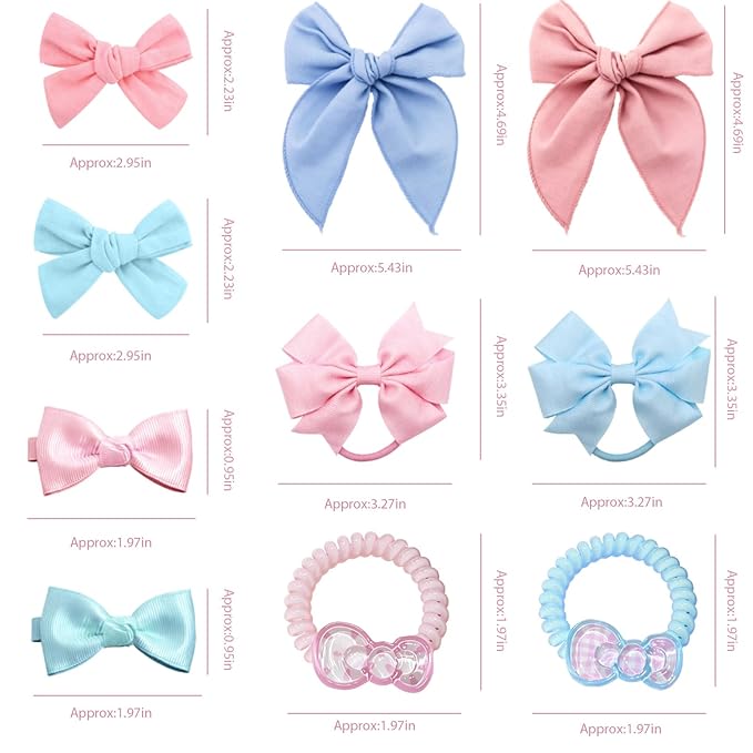 Pink Coquette Bow Hair Accessories Gift Set Includes Hair Clips,Hair Bow,Hair Ties,perfect for Christmas,Birthdays,Parties,Sleepovers & Makeovers