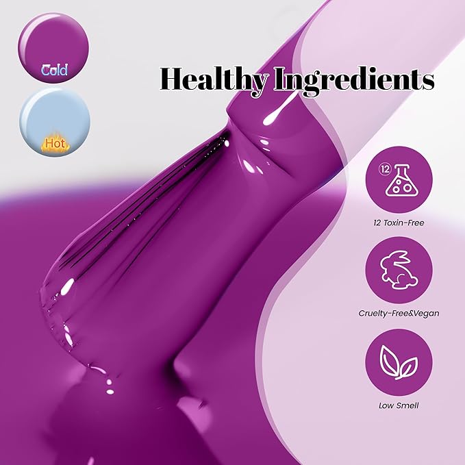 YTD Likomey Color Changing Gel Nail Polish,15ml Blue to Purple Mood Temperature Change Colors UV Nail Gel,Fall Winter Thermal Ombre Manicure Varnish,WB428