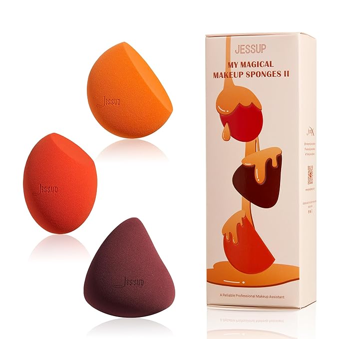 Jessup Makeup Sponge Set, 3pcs Make up Sponges for Face Soft Beauty Sponges Foundation Sponge Makeup Blender Concealer Sponge, SP013