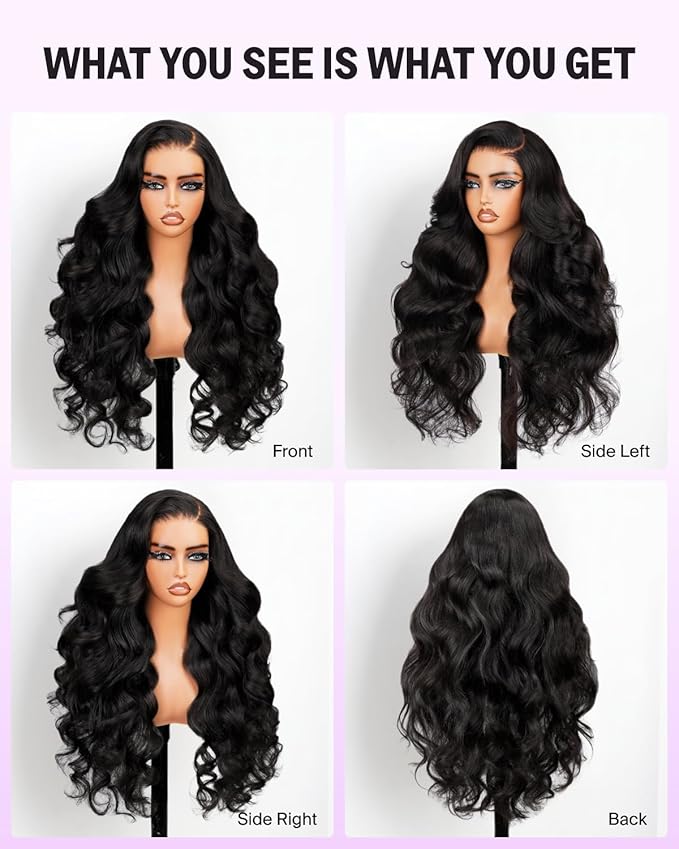 Wear And Go Glueless Wigs Human Hair Pre Plucked Pre Cut 220% Density 6X5 HD Lace Closure Wigs Human Hair Ready To Wear Body Wave Lace Front Wig With Baby Hair For Black Women (22 Inch)