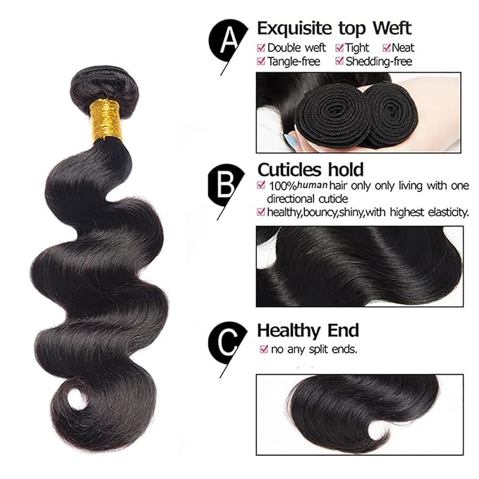 12 A Human Hair Bundles 16 Inch Body Wave Curly Bundles Human Hair 100% Unprocessed Brazilian Raw Virgin Hair 1 Bundles Body Wave Natural Color