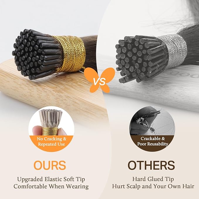 Doores I Tip Hair Extensions Human Hair, Violet 16 Inch 25g/50s, Hair Extensions Human Hair, Purple Extensions