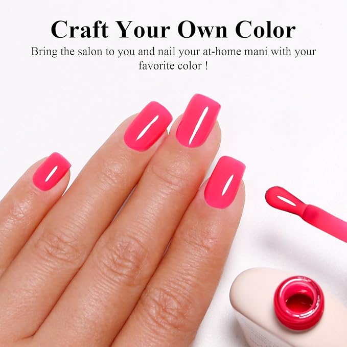 Imtiti Neon Pink Gel Nail Polish, 1Pcs Hot Pink Soak Off UV LED Gel Polish, Long Lasting, Nail Art Manicure Salon DIY at Home for Spring and Summer (0.34 Fl Oz-952)