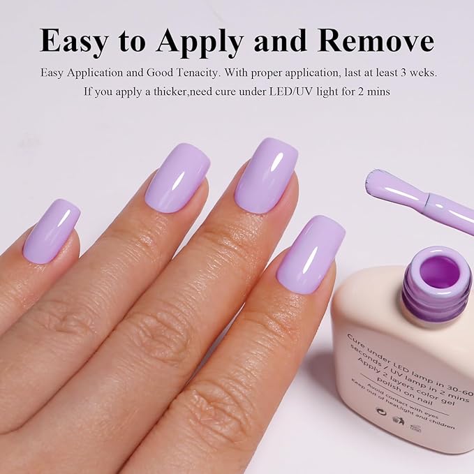 Imtiti Gel Nail Polish, 1Pcs Pastel Purple Soak Off UV LED Gel Polish, Long Lasting, Nail Art Manicure Salon DIY at Home for Spring and Summer (0.34 Fl Oz-965)