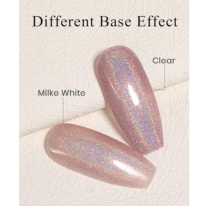 RARJSM Holographic Gel Nail Polish Light Purple Pink Rainbow Glitter Reflective Iridescent Gel Polish Curing Required Unicorn Mirror Chrome Laser Effect Soak off for Summer Salon Home Manicure 7.5ML