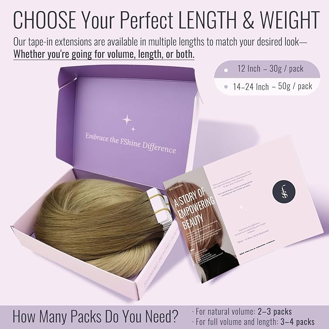 Fshine Real Human Hair Tape in Extensions Color 10 Golden Brown to 14 Dark Blonde Extensions 22 Inch Natural Hair for Women 50 g 20 pcs,Designed to Boost Volume & Length