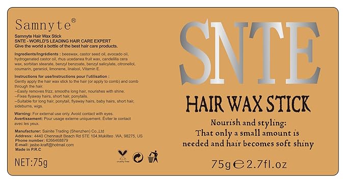 Samnyte Hair Wax Stick, 2PCS Wax Stick for Hair Slick Stick, Hair Wax Stick for Flyaways Hair Gel Stick Non-greasy Styling Cream for Fly Away & Frizz Hair