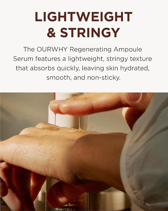 OURWHY Black Tea Regenerating Ampoule Serum (1.35fl oz) - Anti-Aging Serum for Firmness & Elasticity. With Black Tea, Peptides & CalmingReliefsome™ for Wrinkles & Hydration.