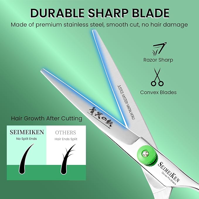 Hair Cutting Scissors – Professional Hair Shears - Premium Japanese 440C Stainless Steel Haircut Scissors Kit with Comb and Case - Barber Shears for Salon & Home Use, 6.0 Inch