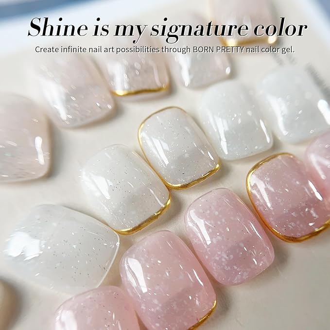 Born Pretty Jelly Gel Nail Polish, Shimmer Glitter Snow Jelly Gel, Milky White Translucent Natural Gel Nail Polish, Manicure Salon DIY for Women Girls 15ML