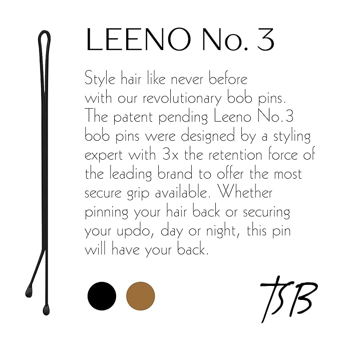 TSB Leeno No.3 Black Bob Pins Set of 30 – 3.0 Inch Bob Pins Designed by Styling Experts for Firm Hold – 3X Retention, Slideproof, Extra Durable, Premium Quality – Revolutionize Your Hair Style