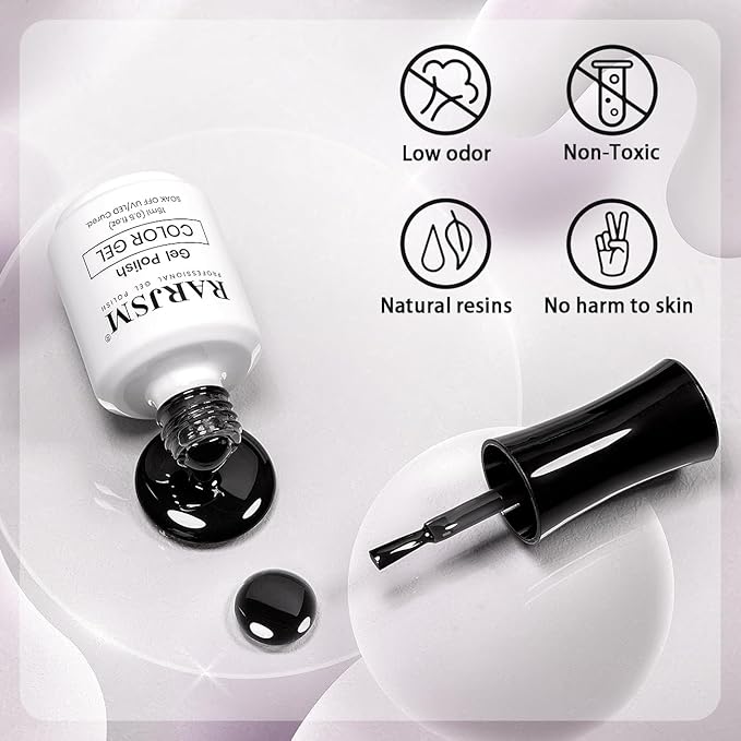 RARJSM Jelly Black Nude Gel Nail Polish Sheer Black Clear Glass Gel Polish Neutral Transparent Crystal Colors Nail Gel Polish 15ml Single Bottle Soak off UV LED Cured for Home Salon DIY Manicure