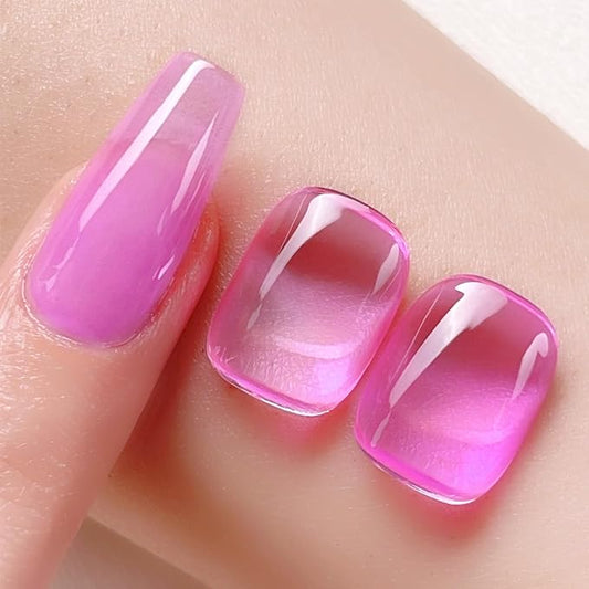 BORN PRETTY Ice Jelly Gel Nail Polish Jelly Halloween Hot Pink Gel Polish Sheer Transparent Hot Pink Natural Translucent Hema-Free Soak Off Gel Polish Nail Art DIY Christmas Gift 15ML