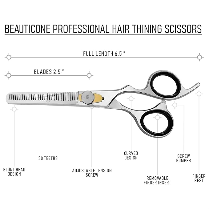 Hair Cutting & Thinning Scissors Set, Professional 6.5" Barber Shears for Haircut Men/Women, Beard & Mustache Trimming Stainless Steel Hairdressing Scissors, Adjustable Screw