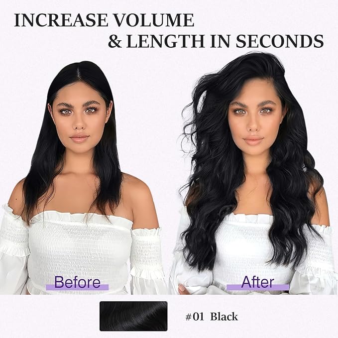 Halo Hair Extensions Real Human Hair,Halo Hair Extension 100% Human Hair,Wire Hair Extensions,Wavy 01 Jet Black 65g/16inch
