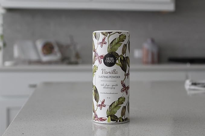 Herb & Root Talc Free Body Dusting Powders. Rose, Vanila, Sandalwood, Lavender, Jasmine, and Gift Sets (Full Size, Vanilla)