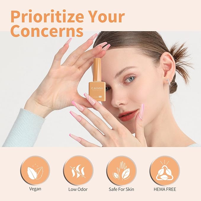 CANNI Creamy Orange Gel Nail Polish, 1Pcs Nude Gel Polish Pastel Orange Summer Color High Gloss Soak Off U V Nail Manicure Salon DIY