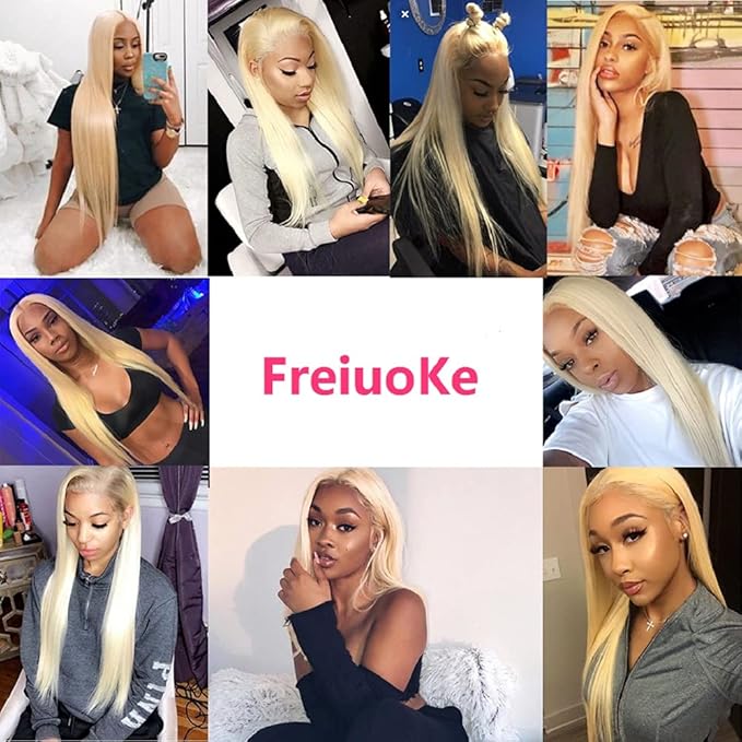 613 Bundle Blonde Straight Human Hair Weave Brazilian Virgin Hair 3 Bundles 14 16 18 Inch 613 Straight Bundles With Closure Wave