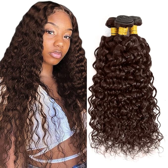 #4 Human Hair Bundles Brown Water Wave Bundles 20 22 24 inch #4 Wet and Wavy Bundle Chocolate Brown Bundle 300g