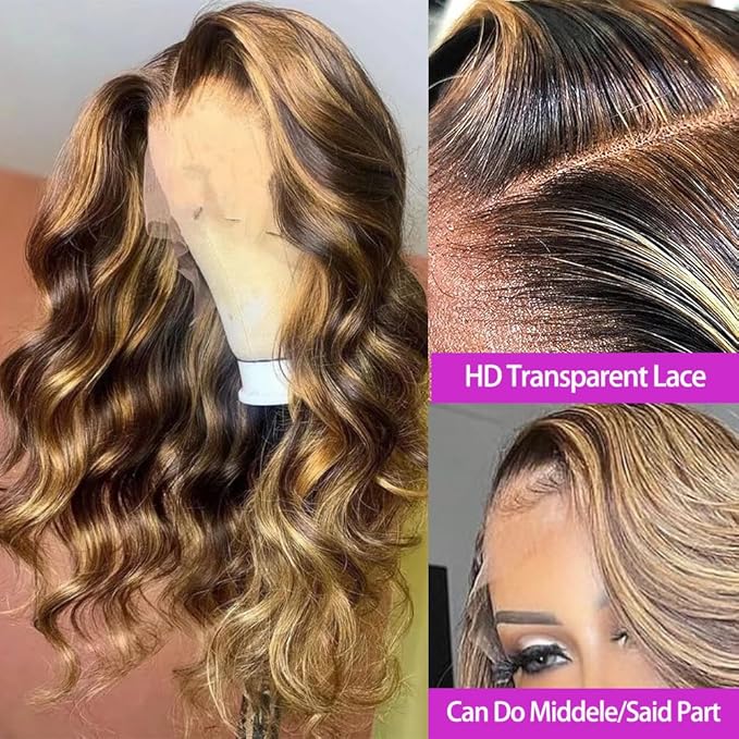 Honey Blonde Wig Human Hair Body Wave 13x6 Lace Front Wigs Human Hair Wigs For Black Women 28 Inch