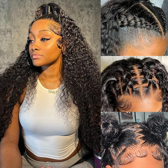 Water Wave Lace Front Wigs 13x6 HD Trasparent Glueless Lace Frontal Wigs for Women Pre Plucked with Baby Hair 220 Density Wet and Wavy Wigs 26 inch