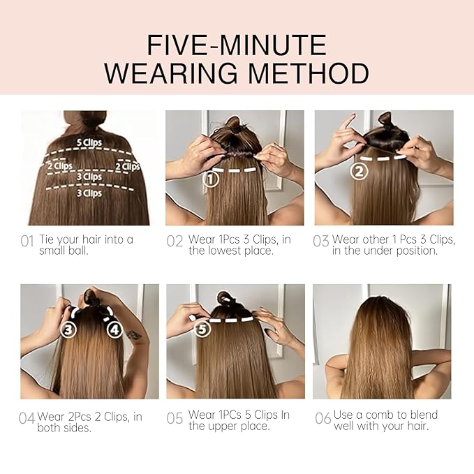Natural Black Hair Extension Clips 26 Inch Long Invisible Straight Thick Synthetic Clip in Extensions Ins 5PCS Easy Installation Fake Soft Hairpieces for Women Weddings Party Daily Use 8.1 Oz
