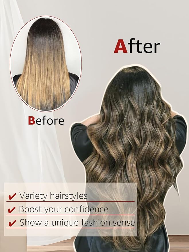 Clip in Hair Extensions Real Human Hair, 18 Inch 120g,Natural Black Roots Chocolate Brown With Caramel Blonde, Clip On Hair Extensions 6pcs Per Set with 18 Clips(#1B/4/27,18")