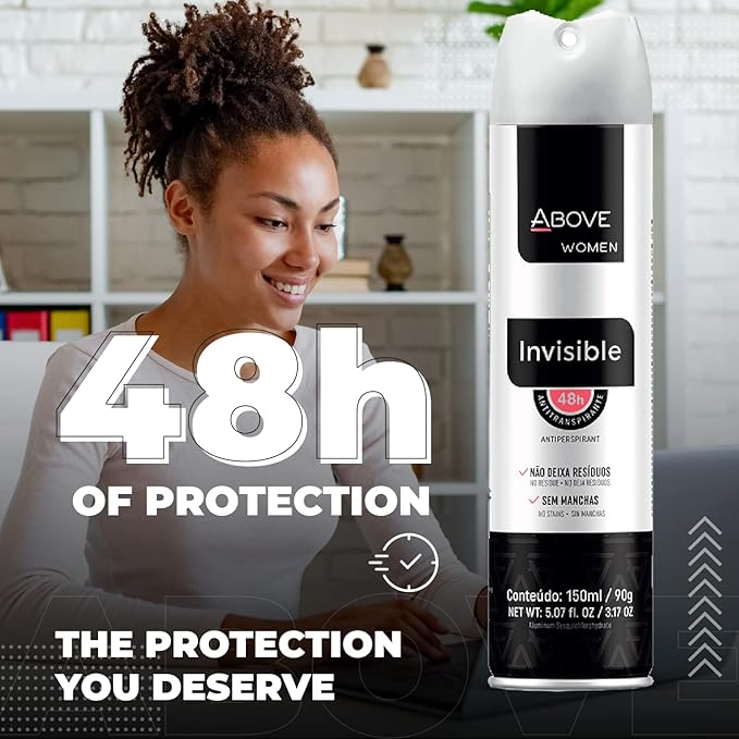 ABOVE Invisible - 48 Hours Antiperspirant Deodorant Set for Women - Fennel Fragrance - Dry Spray Protects Against Sweat and Body Odor - Delivers Instant Freshness - Stain and Alcohol Free - 4 pc