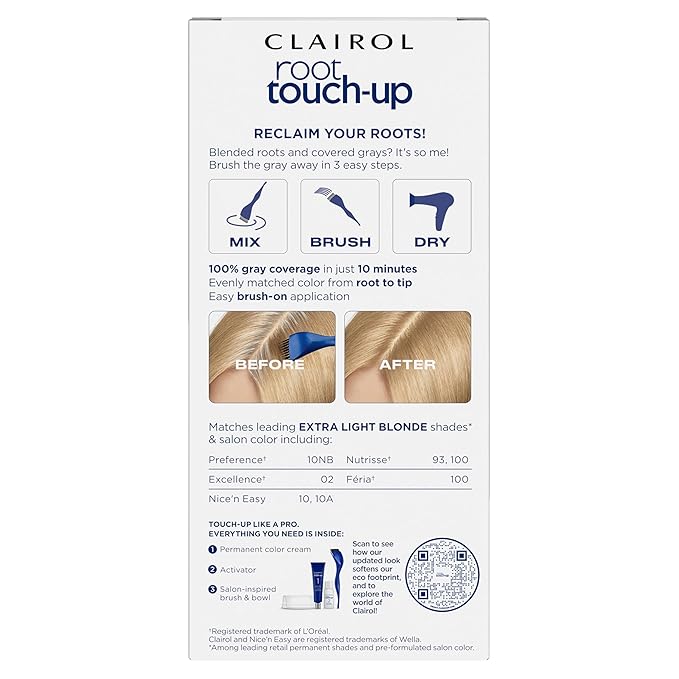 Clairol Root Touch-Up by Nice'n Easy Permanent Hair Dye, 10 Extra Light Blonde Hair Color, Pack of 1