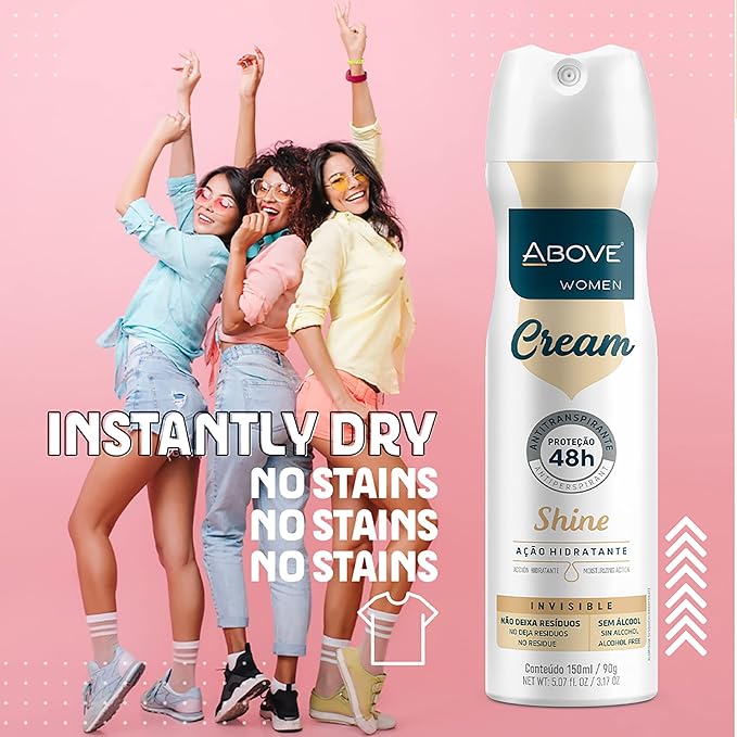 ABOVE 48 Hours Antiperspirant Deodorant Set, Cream Shine, 4 Pcs- Spray Deodorant for Women - Patchouli, Oak Musk, and Citrus Notes - Stain-Free