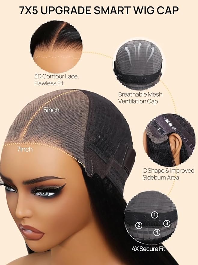 Julia Hair Golden Brown Highlight Deep Water Wave 7x5 Bye Bye Knots HD Lace Closure Glueless Wigs Human Hair Pre Plucked Pre Cut Natural Hairline Ready to Go for Beginners 26 Inch