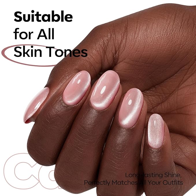 modelones Cat Eye Gel Nail Polish Pink 9D Cateye with Magnet Shimmer Soak Off Reflective Translucent Gel Magnetic Top Coat Nail Polish for Women Girl 15 ML