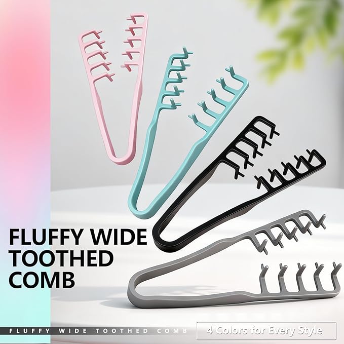 2 Pcs Texture Comb, Voluminous Wide-Toothed Hair Comb, Apparatus Maximum Lift Roots Volume Tool, Barber Wide Fine-Toothed Dual-Purpose Set, ABS Plastic with Textured Grip Tool for Men (Green+Pink)