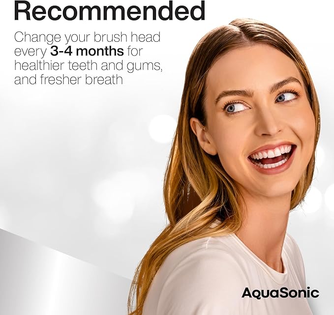 AquaSonic Genuine Proflex Replacement Brush Heads | ADA Accepted | for Whiter Teeth & Gum Care | Compatible with Many AquaSonic Toothbrush Handles (3 Pack Black)