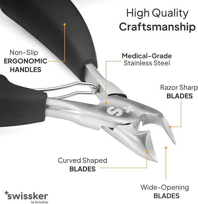 Swissker by Swissklip Toenail Clippers I Heavy Duty Toe Nail Clippers I Toenail Clippers for Thick Nails I Toenail Scissors I Heavy Duty Nail Clippers for Thick Nails (Pack of 2)