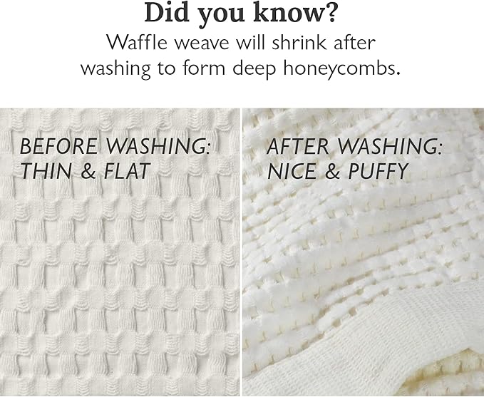GILDEN TREE Waffle Towel Set Quick Dry Thin | 2 Bath Towels | 2 Hand Towels | 2 Washcloths, Modern Style (Cream)