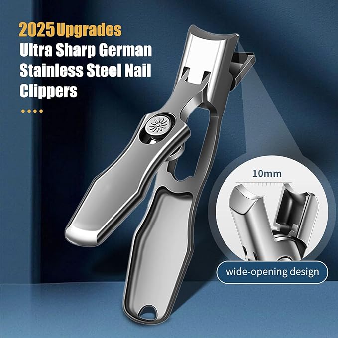 German Nail Clippers for Men, 2025 Upgraded Ultra Sharp Stainless Steel Nail Clippers for Thick Nails, The Luxurious Ultra Sharp Nail Clippers Set with Nail File for Seniors Men Women (Color)