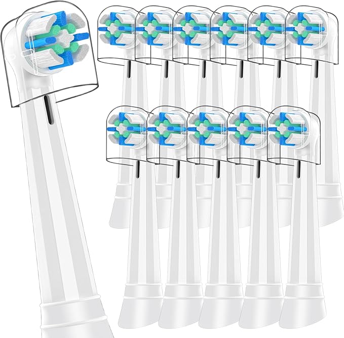 12 Pack IO Replacement Heads Compatible with Oral B IO 2/3/4/5/6/7/8/9/10/Deep Clean Series Electric Toothbrushes, Brush Heads Compatible with Oral B iO (White)